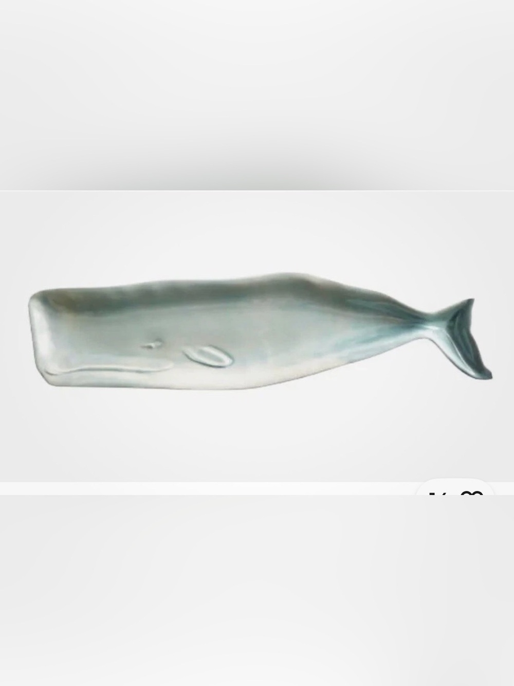 Pottery Barn Whale Shaped Melamine Serving Platter in Aqua. NWOT